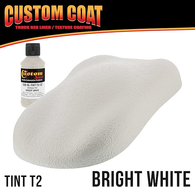 Custom Coat Bright White 1 Gallon Urethane Spray-On Truck Bed Liner Kit with Spray Gun and Regulator - Easy Mixing, Shake, Shoot It - Durable Textured Protective Coating, Prevent Rust - Car, Auto