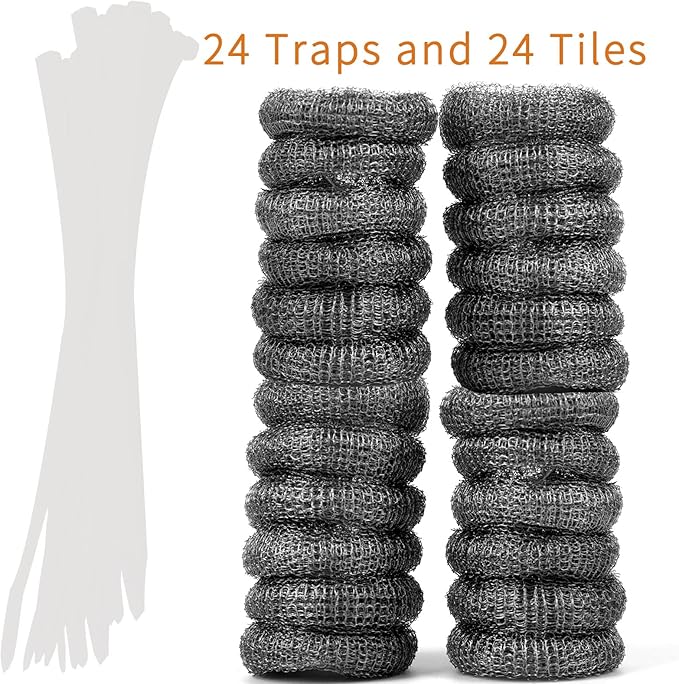 24 PCS Lint Traps LVYOUIF Stainless Steel Washing Machine Lint Snare Traps, Washer Hose Lint Traps with 24 PCS Cable Ties, Laundry Mesh Washer Sink Drain Hose Screen Filter