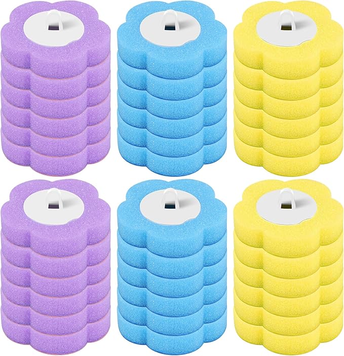 Disposable Toilet Brush Refills, Wall Mount Toilet Bowl Brush, Toilet Wand Refills with Extended Handle Cleaning Set, 360° Cleaning Toilet Brush Grip Suitable for Bathrooms (Brush+24 Refills)