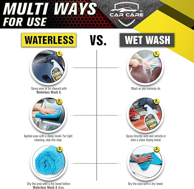 Waterless Wash X-Car Detailing Without Water-(16oz Spray) Quick Detailer for Any Vehicle-Wash in Your Garage, at Work, or Anywhere-Spray On & Wipe Off