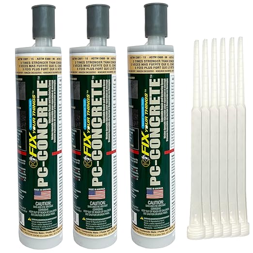 PC Products PC-Concrete Two-Part Epoxy Adhesive Paste for Anchoring and Crack Repair, 8.6 oz Cartridge, Gray (3-Pack)