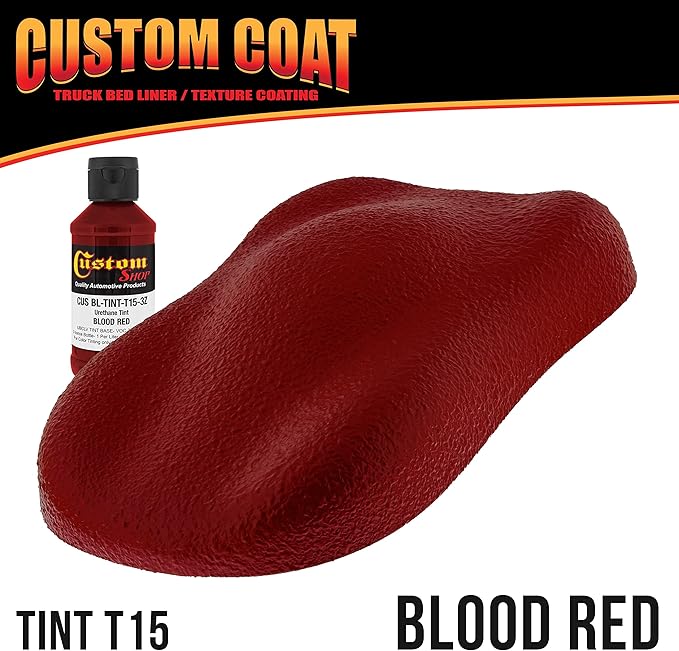 Custom Coat Blood Red 1.5 Gallon (6 Quart) Urethane Spray-On Truck Bed Liner Kit with Spray Gun and Regulator - Easy Mixing, Shake, Shoot - Textured Protective Coating, Prevent Rust - Car, Auto