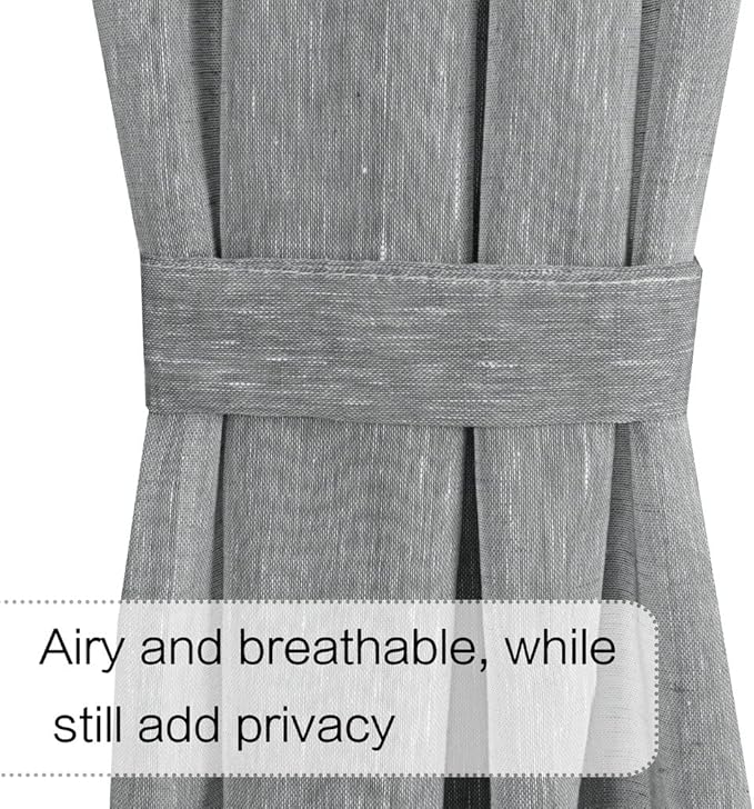 H.VERSAILTEX Linen French Door Curtains 72 Inches Length Door Curtains with Linen Texture for Sidelight Semi-Sheer Window Voile Panel 1 Panel Width in 25 Inches Charcoal Grey