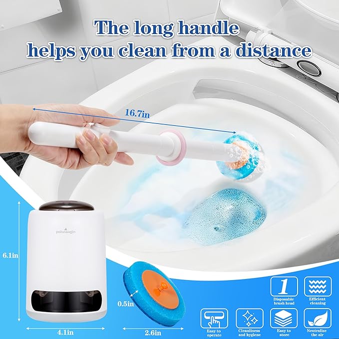 Pack of 40 disposable toilet brush refills, designed exclusively for automatic pop-up toilet brushes. Toilet brush refills (Ocean Scent). Not compatible with electric toilet brushes. (40 blue refills)