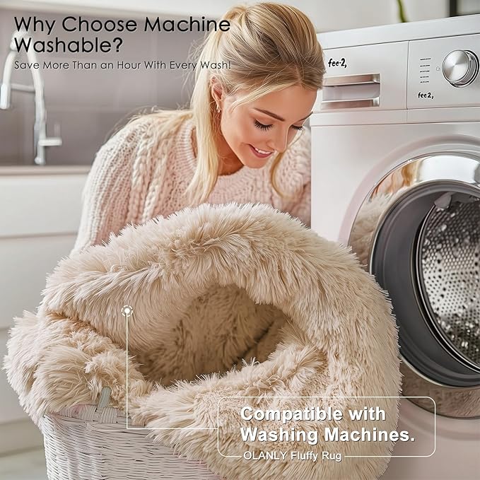 OLANLY 10x11 Machine Washable Large Area Rugs for Living Room, Bedroom, Soft Fluffy Shaggy Bedside Rug, Indoor Floor Carpet for Kids Girls and Boys, Dorms, Nursery, Home Decor Aesthetic, Beige