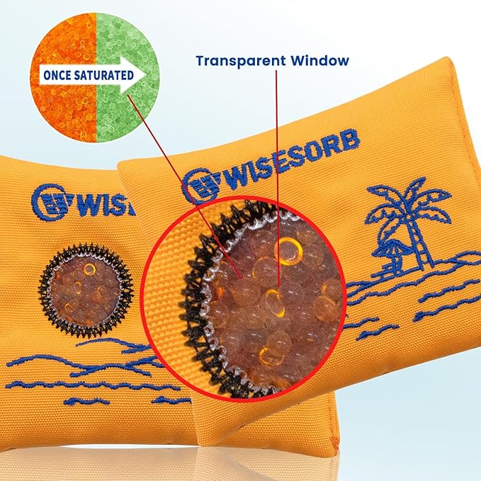 Wisesorb 100gx80pcs Rechargeable Desiccant Packs for Storage, Color Indicating Silica Gel Packets Moisture Absorbers with Visible Window, Reusable Dehumidifier Bags for Gun Safe Closet Basement Car