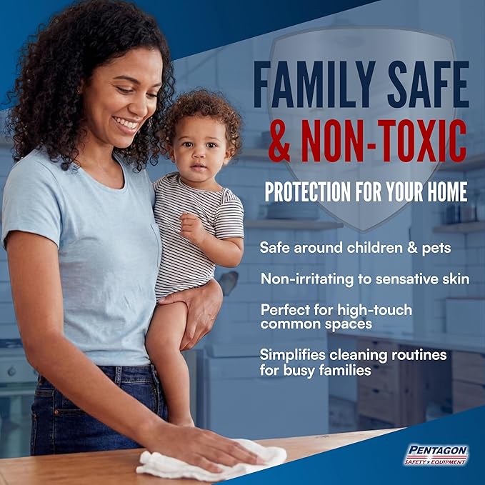 PENTAGON SAFETY EQUIPMENT 32oz Non-Toxic All Surface Cleaner Spray, Streak-Free & Alcohol-Free, Cleaner for Electronics, Wood, Glass, Kitchen & Bathroom, Kid-Safe Formula, Made in USA