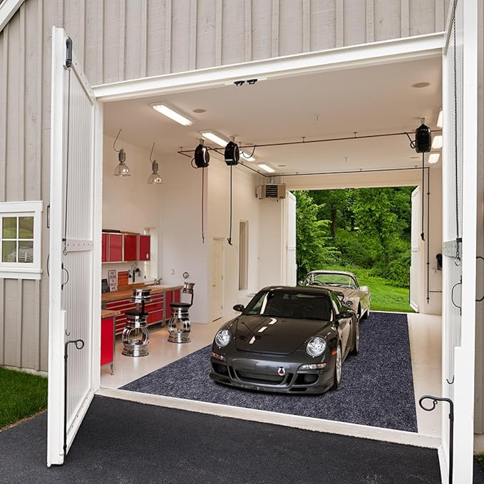 Garage Floor Mat, 6 x 8 Ft Waterproof Mats with Non-Slip Backing, Reusable Absorbent Surface, Easy Clean Oil Spill Protector for Garage, Driveway, Workshop
