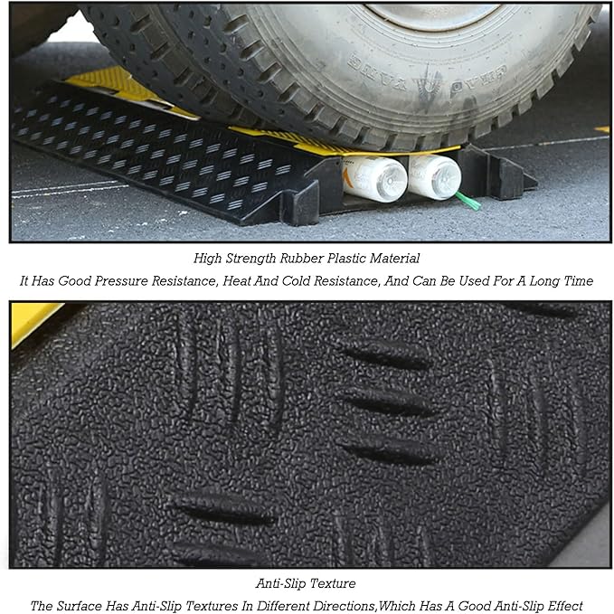 Protective Wire Cord Ramp Driveway Rubber Traffic Speed Bumps Cable Protector,Installation Parts Included(1000x300mm)
