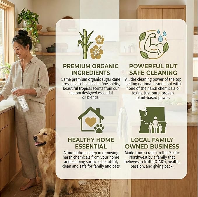 Non-Toxic Bathroom Tile Cleaner - Natural Organic Ingredients that Truly Perform - 24oz - Light Coconut, Citrus & Wood Scent