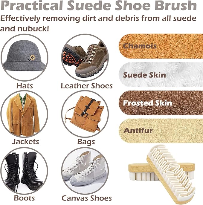 Horsehair Brush & Suede Shoe Brush,Soft Bristles Shoe Cleaning Brush for Polishing Leather, Portable Horse Hair Shine Brush for Boots Handbags Coats Sofa Furniture(2 PCS)