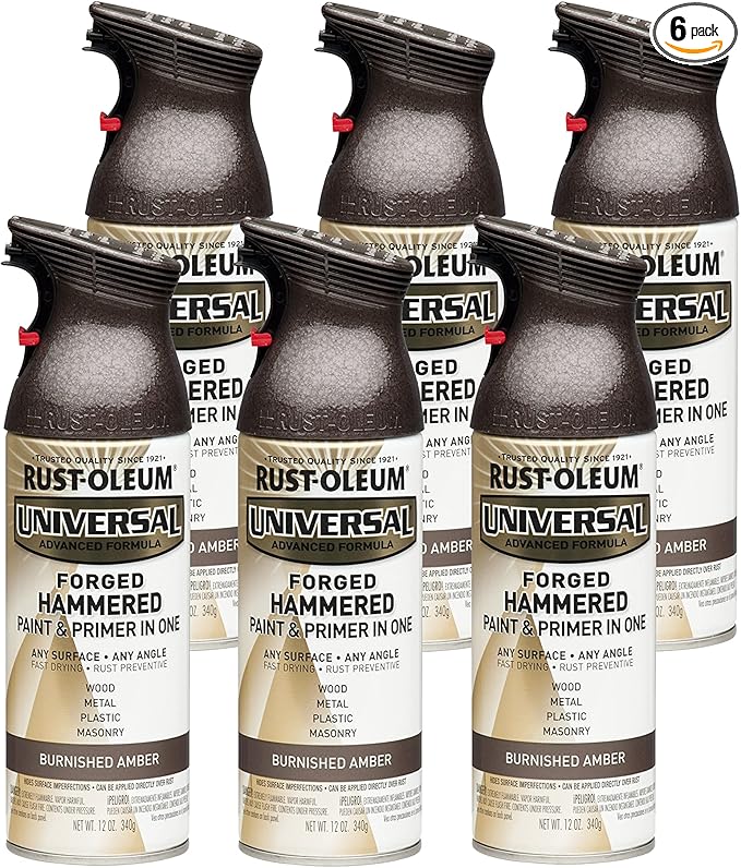 Rust-Oleum 271480-6PK Universal All Surface Forged Hammered Spray Paint, Burnished Amber, 12 Oz(pack of 6)