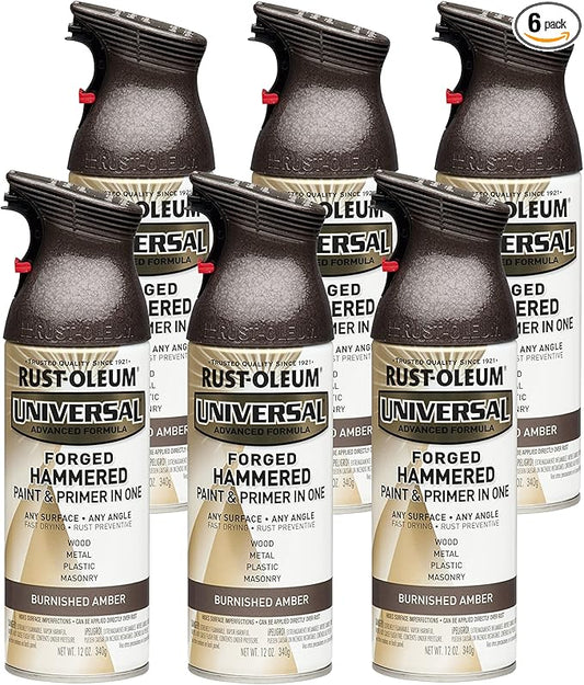 Rust-Oleum 271480-6PK Universal All Surface Forged Hammered Spray Paint, Burnished Amber, 12 Oz(pack of 6)