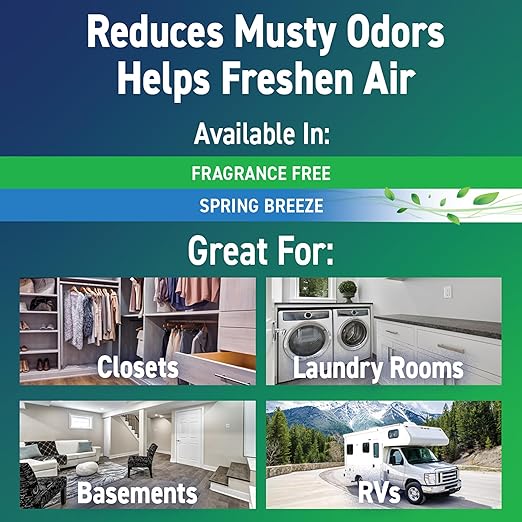 Concrobium Moisture Grabbers, 3-Pack 17.5 oz Bags (Spring Breeze) — Powerful Moisture Absorber with Anti-Leak Gel, Covers Up to 350 cu ft, Eliminates Musty Odors & Adds a Light Fresh Scent