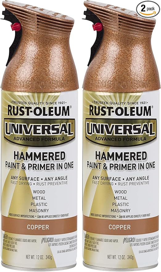 Rust-Oleum 247567 Universal All Surface Hammered Spray Paint, 12 oz, Copper (Pack of 2)