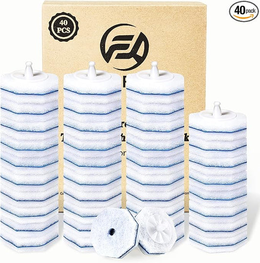 FHORAIN 40 Count Toilet Wand Refills for Clorox, Disposable Toilet Brush Head with Rich Foaming, Extra Thick Triple-layer Refills, 5X Cleaning Power & Won't Fall Off, Disposable Toilet Cleaning System