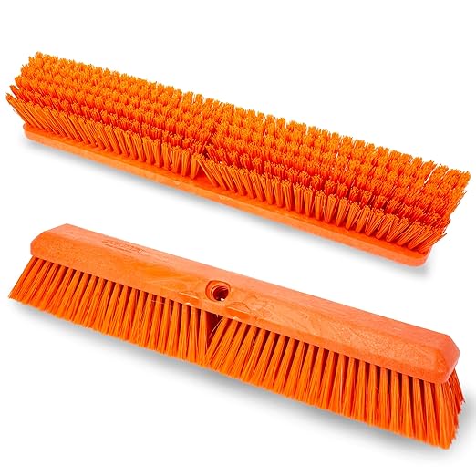 SPARTA 41890EC24 Omni Sweep Plastic Push Broom Head, Heavy Duty, Industrial Broom with Color Code System for Outdoor, Indoor, Concrete, Patio, Kitchen, Bathroom, 18 Inches, Orange, (Pack of 12)