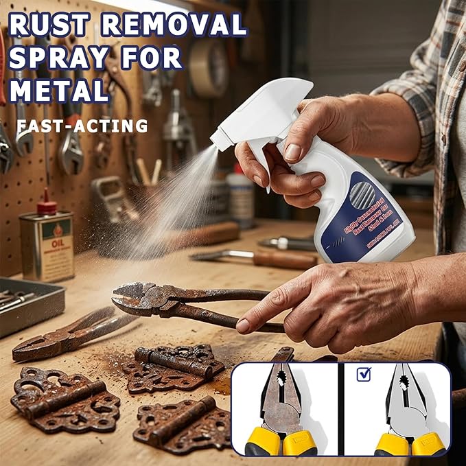 120ml Rust Remover for Metal, Heavy Duty Highly Concentrated Steel Rust Remover, Fast Acting Rust Stain Remover for Tools, Stainless Steel, Automotive Parts & Iron Surfaces (1 Set)