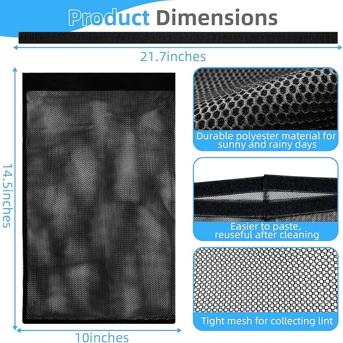 Dryer Lint Catcher 3-Pack: Reusable Outdoor Lint Trap for Dryer Ventilation with Sticky Strips - Lint Collector for Dryer to Enhance Efficiency