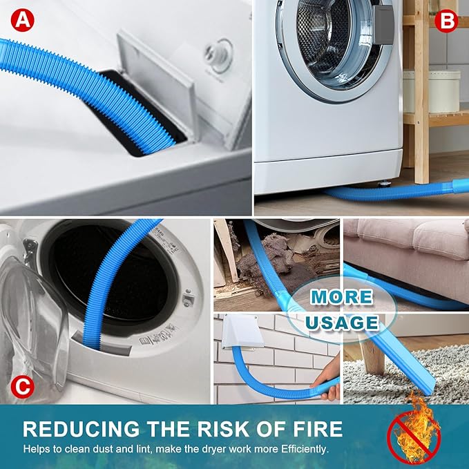 Sealegend 50-Pieces 35-Feet Dryer Vent Cleaner Kit, Dryer Cleaning Tools, Include Omnidirectional Blue Dryer Lint Vacuum Attachment, Dryer Vent Brush, Universal Vacuum & Dryer Adapters