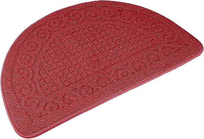 Echaprey Half Round Non-Slip Kitchen Bathroom Toilet Doormat Floor Rug Mat Keeps Your Floors Clean Home Decor (Small, Red)