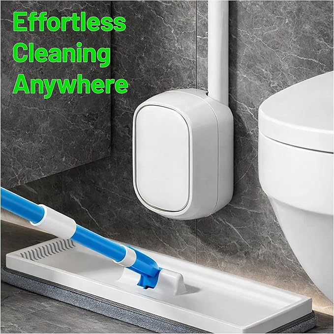 CiLoN Wall-Mounted Disposable Toilet Brush, Bowl Wand, Disposal Scrubbing Sponge Pads Caddy & 30 Fresh Bleach Sponge Heads. Space Saving Disposable Toilet Brush Cleaning Set. (Starter Kit + 30 Brush)