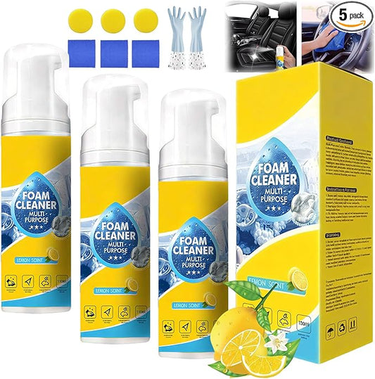 Powerful & Multipurpose Car Interior Foam Cleaner, All-Purpose Rinse-Free Foam Cleaner Spray, Multifunctional Car Interior Cleaner, Foam Cleaner All Purpose for Car, Kitchen, Bathroom (3Sets)