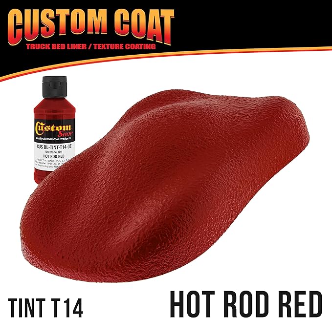 Custom Coat Hot Rod Red 1 Gallon Urethane Roll-On, Brush-On or Spray-On Truck Bed Liner Kit with Roller and Brush Applicator Kit - Easy Mixing, Shake, Shoot Textured Car Auto Protective Coating