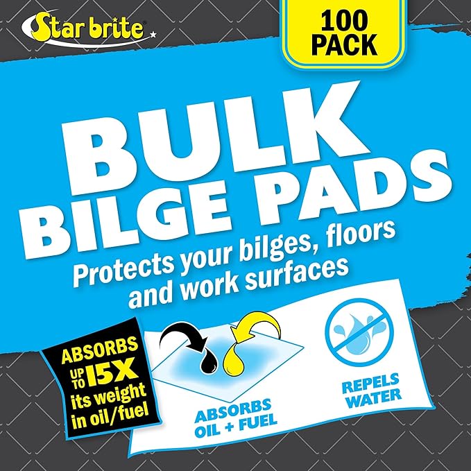 STAR BRITE High-Efficiency Oil Absorbent Sheets - Fuel and Grease Spill Cleaner for Shops, Boats, Engine Rooms - Reusable, Water-Resistant, Easy Disposal - Essential for Mechanics Workshops & Marinas