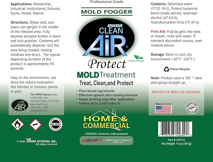 DWD2 Protect Home & Commercial Mold-Odor Treatment 4 Bedroom Home Bundle (4) 8oz. (2) 14 oz.
