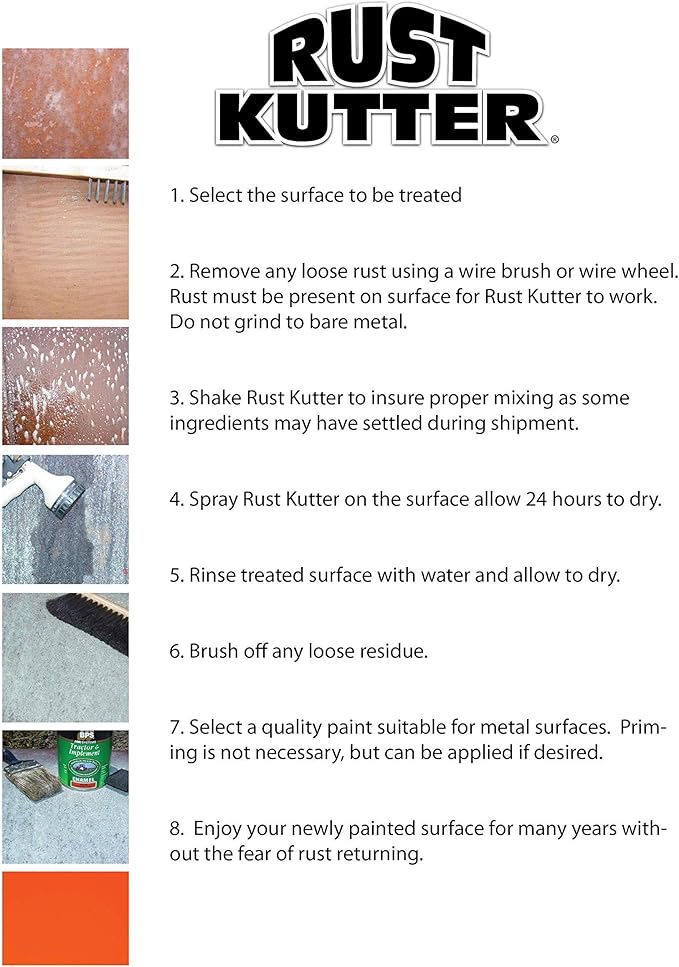 Rust Kutter - Stops Rust and Converts Rust Spots to Leave A Primed Surface Ready to Paint, Professional Rust Repair Manufactured in USA – Sprayer Included