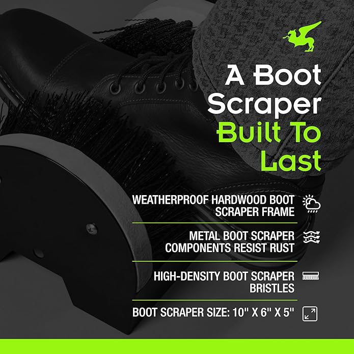 Griffin Boot Scrubber – Durable Construction, Weatherproof, Hands-Free Outdoor Shoe Cleaner – Heavy Duty Boot Scraper for Mud, Dirt & Debris – Ideal for Work Shoes, Golf, Sneakers & Athletic Footwear