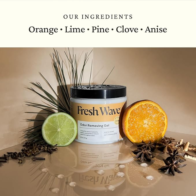 Fresh Wave Orange Odor Removing Gel, 15 oz. | Odor Absorbers for Home | Safer Odor Relief | Natural Plant-Based Odor Eliminator | Every 15 oz. lasts 30-60 Days | For Cooking, Trash & Pets (Pack of 2)