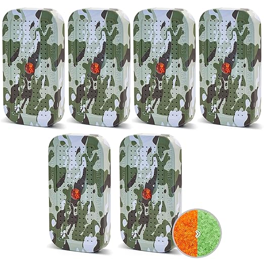 Wisesorb 40 Gram Gun Safe Dehumidifier Camouflage, Rechargeable Desiccant Canister Dehumidifier Bags, Reusable Silica Gel Packets Moisture Absorbers for Car, Bathroom, Basement [6 Pack]