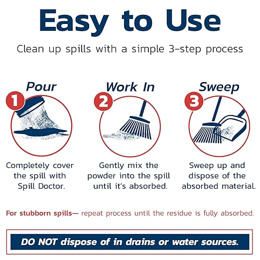 Absorbent Powder for Liquid Spills, Pet Accidents, Grease, Oil and Biohazards - A Quick Cleaning Solution for Home, Industrial, and Commercial Use