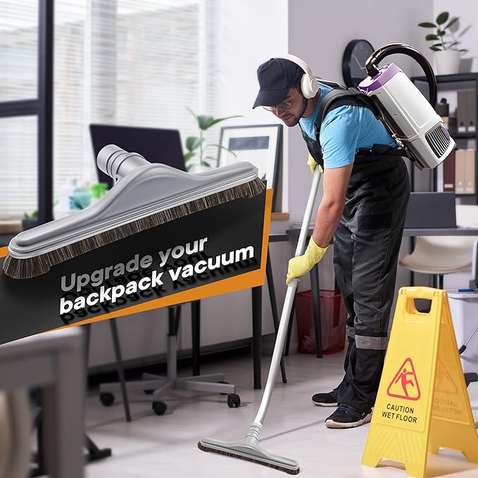 Replacement Floor Tool Compatible with Proteam E-Z Glide Backpack Vacuums 10 QT & 6 QT, Upgraded 14" Hard Surface Floor Tool for Commercial Cleaner Cleaning Brush(Horse Hair Brush,Gray)