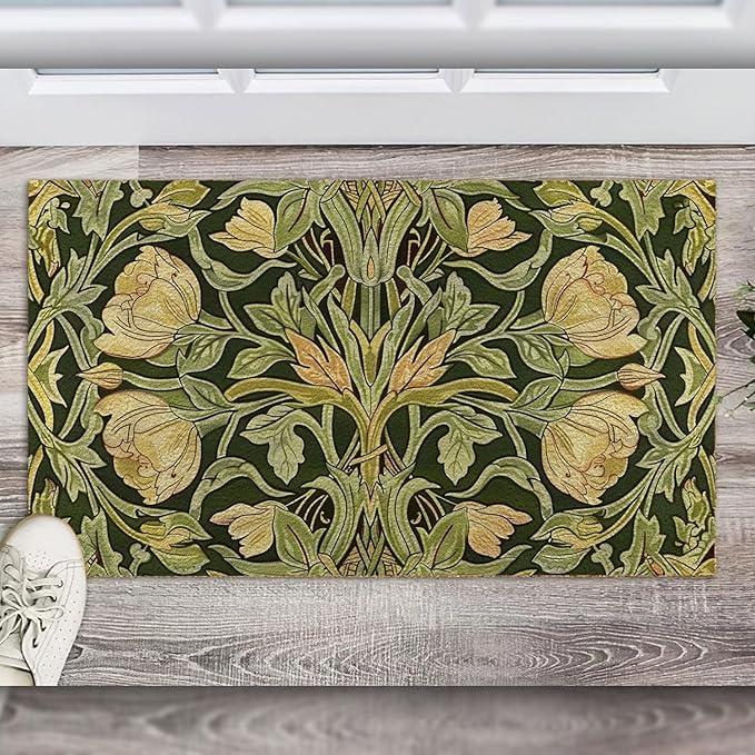 Plant and Flower Entrance Doormat, Welcome Garden Decor, Welcome Flower Doormat, Houseplant Leaf Doormat, Housewarming Gift Home Decoration Fun Door Mat 24x16in