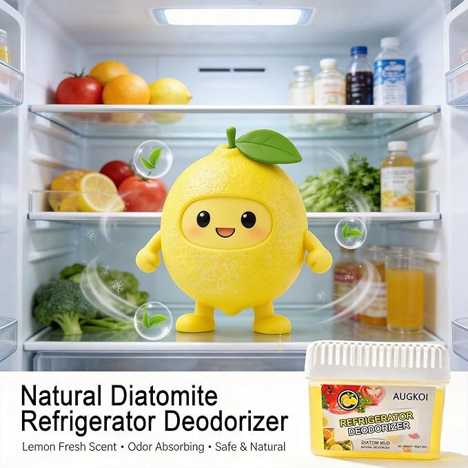 Diatomaceous Earth Gel Refrigerator Deodorizer Set, More Effective than Activated Charcoal and Baking Soda, Nature-Based Fridge Deodorizer, Eliminates Odors, Extends Food Freshness, 2 Packs