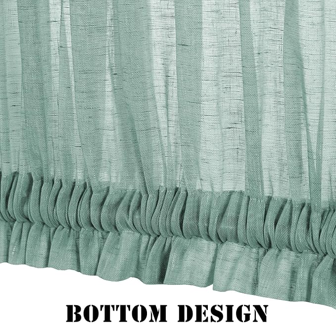 H.VERSAILTEX Linen Side Light Curtains Sea Mist 72 Inch Linen Texture Semi Sheer French Door Panels for Glass Door Window - 24 Inches Width - 1 Panel