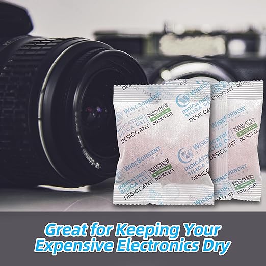 Wisesorb 15pcs 20g Silica Gel Packets, Indicating Deisiccant Packs, Rechargeable Deisccant Moisture Absorbers for Storage