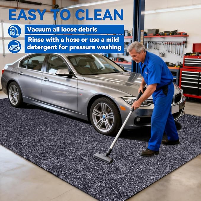 Garage Floor Mat, 6 x 8 Ft Waterproof Mats with Non-Slip Backing, Reusable Absorbent Surface, Easy Clean Oil Spill Protector for Garage, Driveway, Workshop
