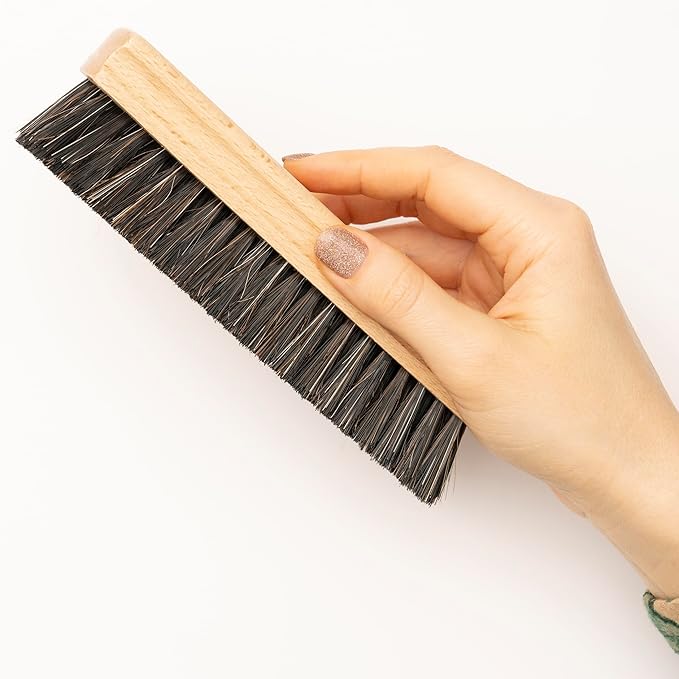 Konex Handcrafted Wooden Shoe Brush with Polished Finish - Shoe Cleaning Brush with Mix Horsehair and Tampico Bristles - Premium Shoe Brushes for Cleaning by Konex