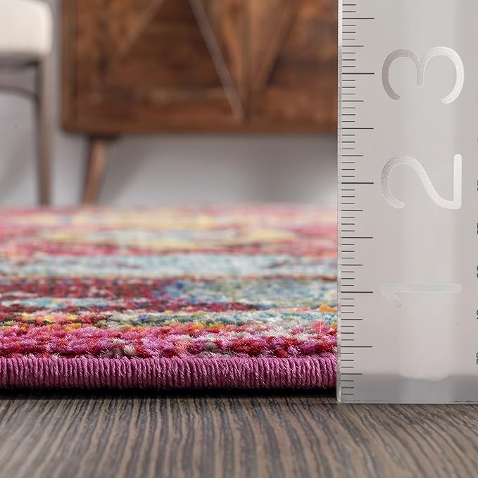 Nuloom Corbett Fuchsia/Ivory, 2'6" x 6', Vintage Bohemian, Soft and Cozy, High Traffic, Stain Resistant, Easy Clean, Durable Runner for Bedroom, Living Room, Dining Space, Den, Foyer, Entryway