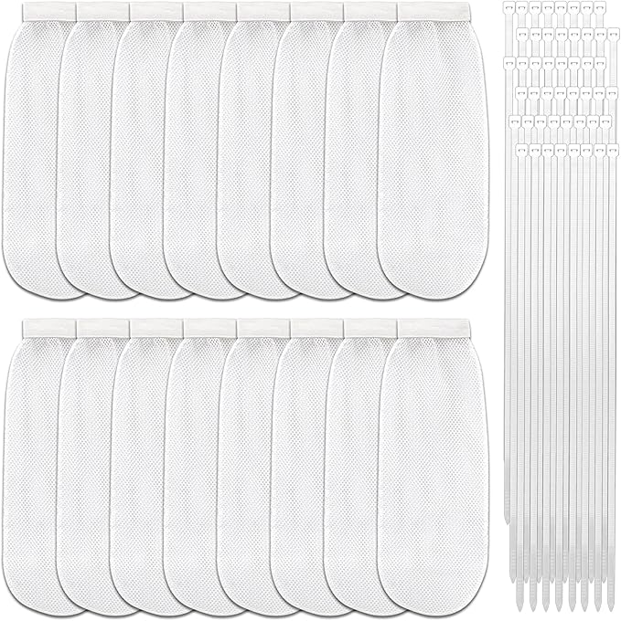 64-Piece Lint Trap and Cable Ties Set for Washing Machine, Includes 16 Nylon Mesh Lint Traps and 48 Cable Ties, Easy and Effective Lint Filtration (White)
