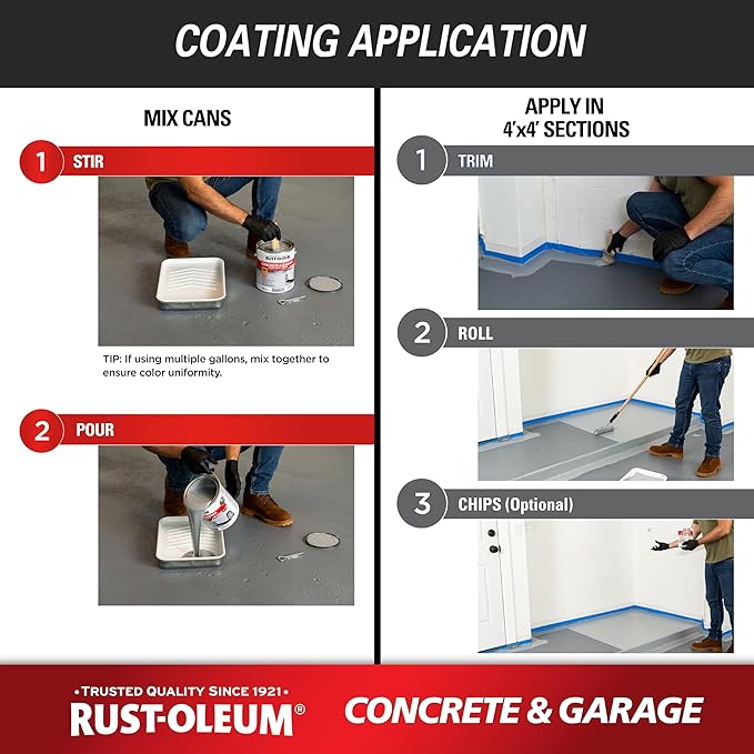 Rust-Oleum 225359-2PK Concrete & Garage Floor Paint and Primer, Gallon, Satin Armor Gray, 2 Pack