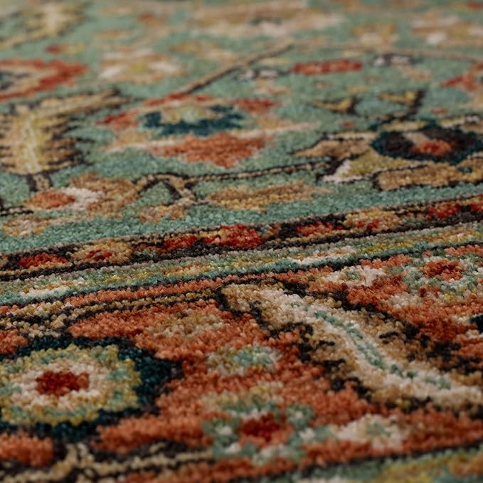 Mohawk Home Celine Traditional Ornamental Aqua Blue 2' X 7' Area Rug Perfect for Living Room, Dining Room, Office, Kitchen, Entryway, Hallway