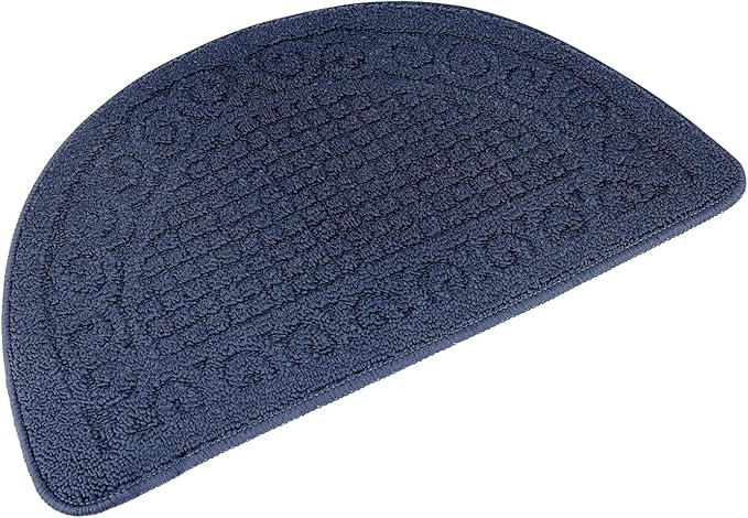 Echaprey Half Round Non-Slip Kitchen Bathroom Toilet Doormat Floor Rug Mat Keeps Your Floors Clean Home Decor (Small, Blue)