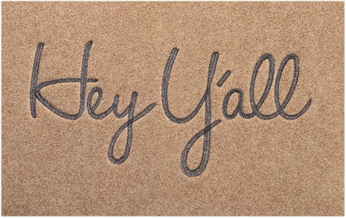 Welcome Mats for Front Door Outdoor Brown Heavy Duty Backing Doormat Hey Y'all Mat with Non Slip Rubber Doormats for Home Decor Farmhouse Balcony 36" x 24"