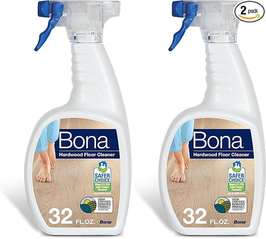 Bona Hardwood Floor Cleaner Spray - 32 fl oz - Residue-Free Floor Cleaning Solution for Wood Floors (Pack of 2)
