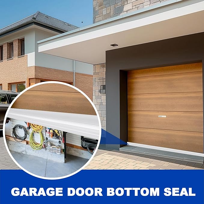 DGSL Garage Door Seals Bottom Rubber，Weather Stripping Sealing Strip Replacement, Universal Weatherproof Threshold Buffering (White, 10Ft)